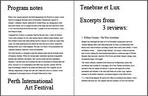 Tenebrae et Lux - Benjamin Bergery - program notes and reviews